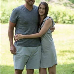 Striped fluffy sleeve JCrew dress